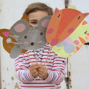 Animal Masks Coloring E-Book, Printable Animal Mask Templates, DIY Masks, Color and Decorate Animal Prints, Instant Download, Party Craft