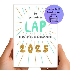 LAPグリーティングカード（印刷用）｜手描きA4折りたたみカード｜デジタル印刷可能｜Procreateスタイルカード｜DIYカード（ドイツ語）｜緑