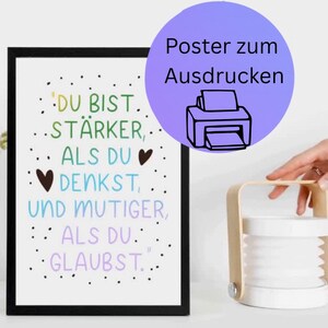 Mutmacher Poster A4 | Du bist stärker als du denkst | Printable Spruchbild | Digitaler Download | Procreate Illustration