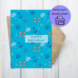 Carte d'anniversaire numérique à imprimer – Modèle PDF avec jolie illustration – Téléchargement instantané