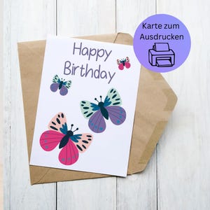 Digitale Geburtstagskarte zum Ausdrucken – PDF-Vorlage mit liebevoller Illustration – Sofort-Download