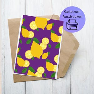 Digitale Faltkarte „Zitrone“ – liebevoll gestalteter Sommergruß zum Ausdrucken (A4)
