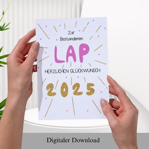LAP wenskaart om te printen | Handgetekende A4 vouwkaart | Digitaal printbaar | Kaart in Procreate stijl | DIY kaart in het Duits | Roze