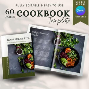 Cook book Template Editable Printable Recipe Cookbook Template Canva Workbook Template Family Cookbook Template Ebook Recipe Book Template