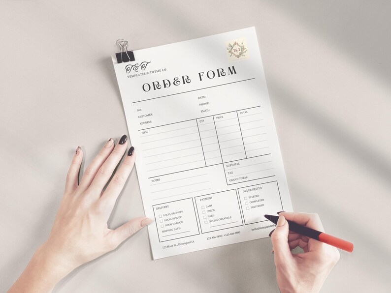 Editable Order Form Templates for Small Business Downloadables ...