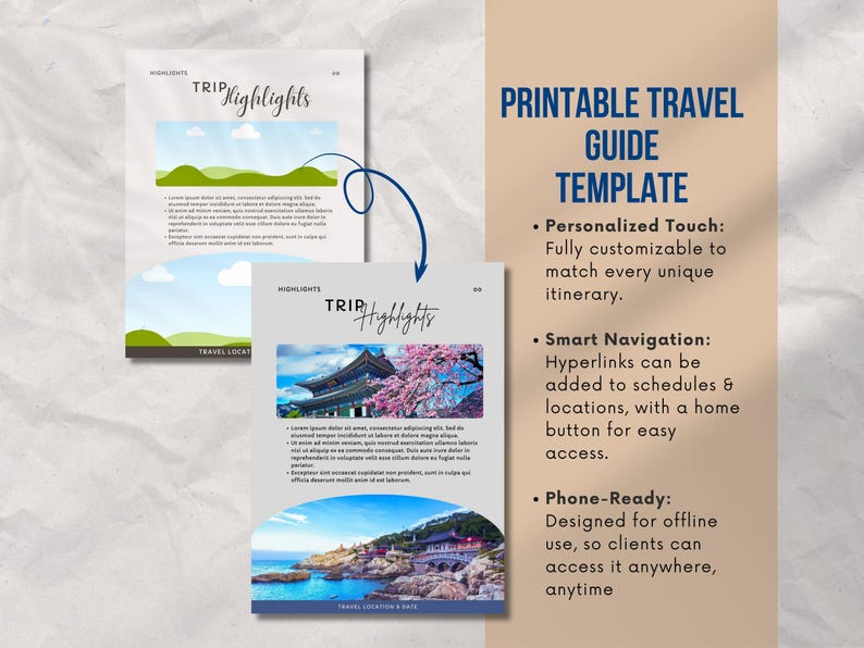 Travel Guide Template Editable Travel Itinerary Template Vacation ...