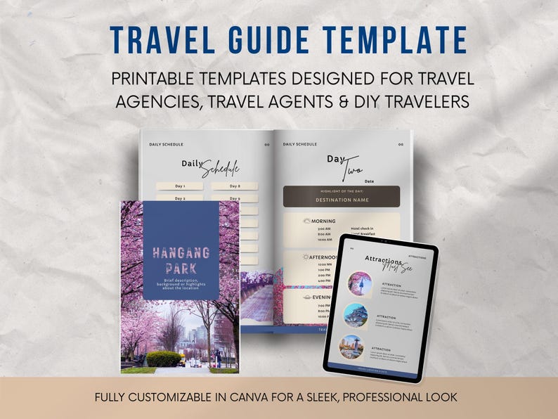 Travel Guide Template Editable Travel Itinerary Template Vacation ...