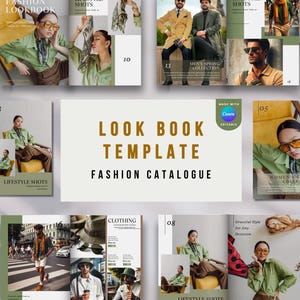 Canva ファッションルックブックテンプレート：編集可能な雑誌と製品カタログ（A4デジタルダウンロード）