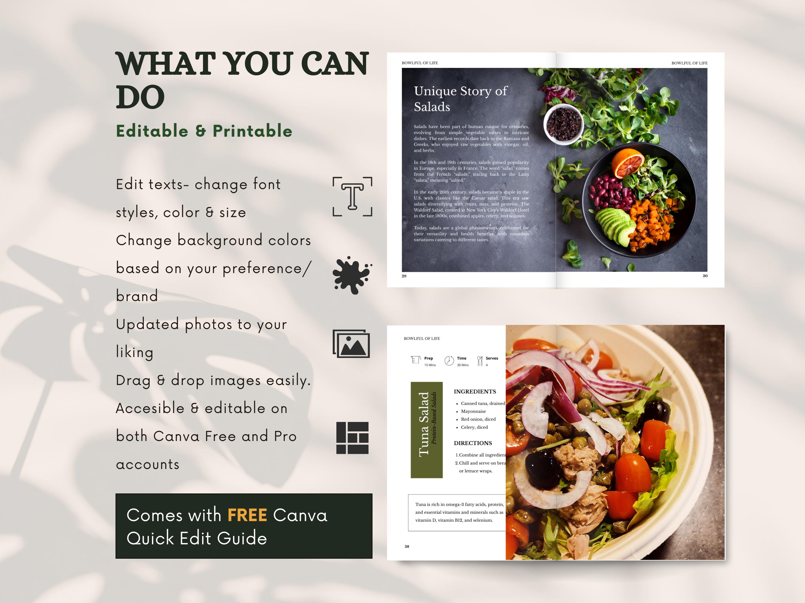 Cookbook Template Digital Printable Recipe Cookbook Template Editable ...