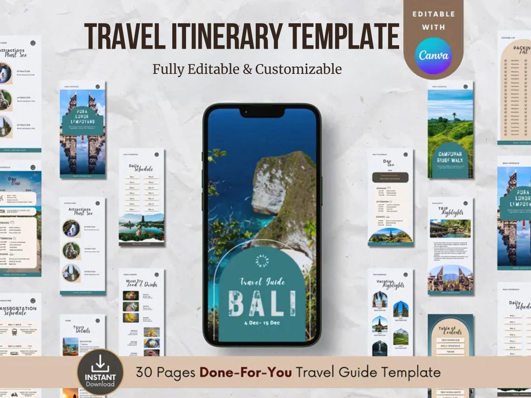 Editable Travel Itinerary Template: Canva Planner (digital Download) - Etsy