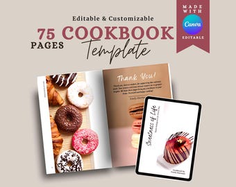 Szablon książki kucharskiej z możliwością personalizacji: Canva Cookbook Organizer do pobrania w wersji cyfrowej