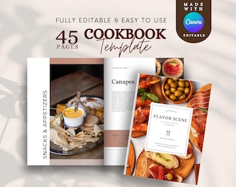 Editable Recipe Cookbook Template: Family Recipes Organizer (Canva, A4 Digital Download)