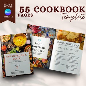Cookbook Template Editable Printable Recipe Cookbook Template Canva Workbook Template Family Cookbook Template Recipe Book Template