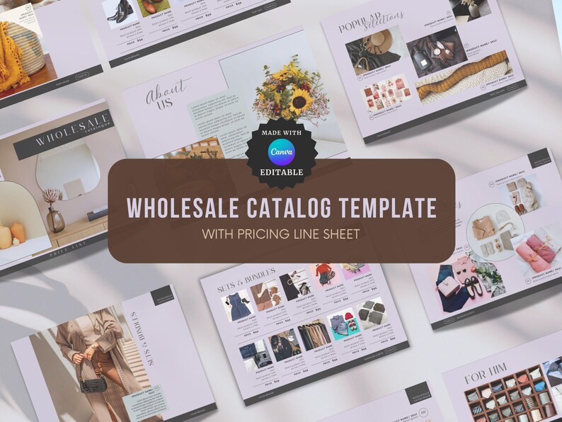 Wholesale Catalog Template Canva Product Line Sheet Small Business
