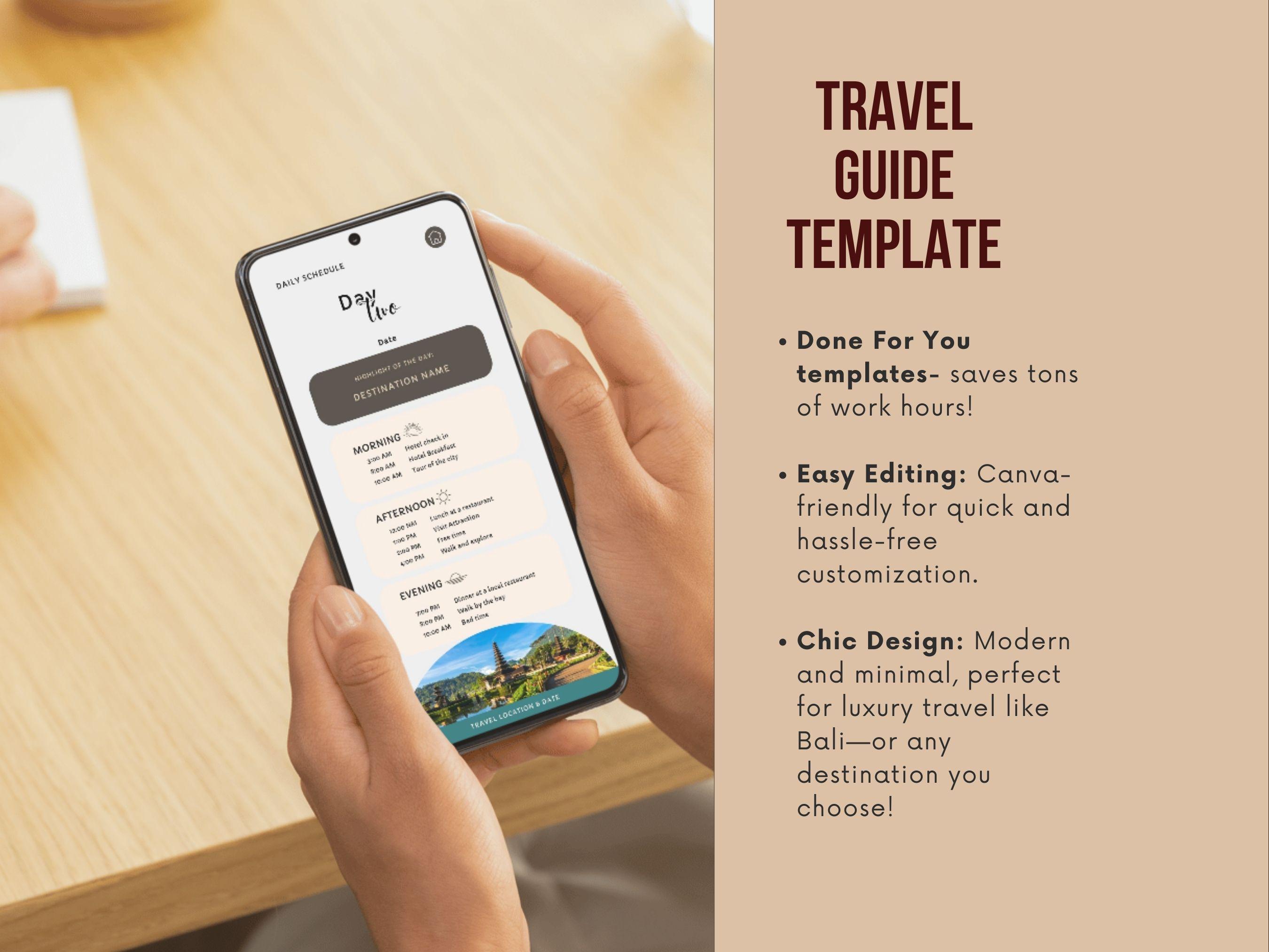 Travel Guide Template Editable Travel Itinerary Template Digital Travel ...