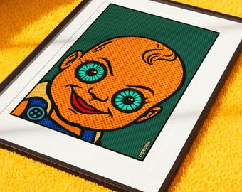 Peekaboo No. 2, Original Fine Art Print, Part of the Peekaboo Series, Retro/Gothic/Pop Art Style, Hand Drawn Design