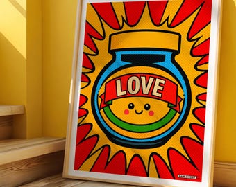 Marmite Lover, Poster Pop Art Print | Funny Food Wall Art | Kitchen Decor Gift | British Icon Artwork | Cute Jar Illustration | Love Marmite