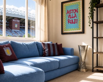 Aston Villa Rule! Graffiti style print in 3 different sizes. (Europa League 2026 Champions!) Perfect present for big or little fans.