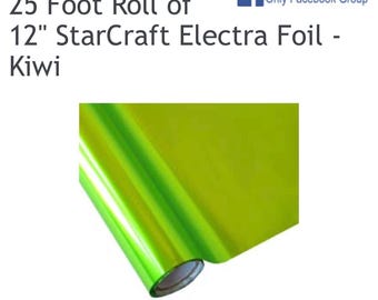 StarCraft Electra Foil – US Imported Heat Foil - KIWI GREEN - 1 ft used