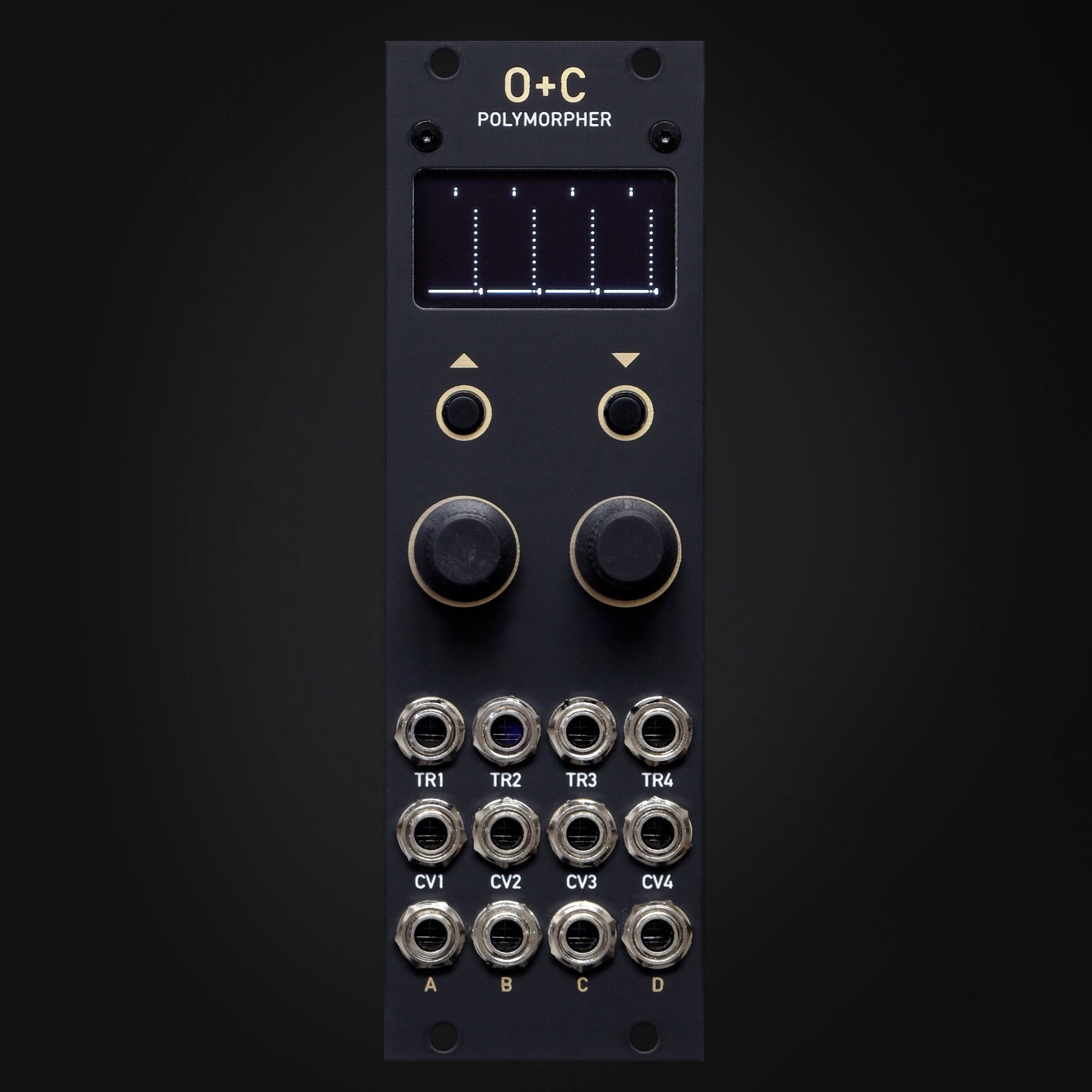 Micro Ornament and Crime Polymorphic CV / Teensy4.0 / 8HP / Eurorack Modular / Matte Black & Gold