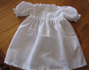 15" doll -- 3 piece Cotton Eyelet Christening Gown