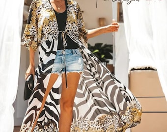 Kimono-badjas dames, kimono-badjas luipaard, luxe kimono-badjas, gladde kimono, stijlvolle zwemkleding, vest voor vrouwen, cadeaus voor haar