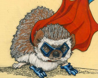 Captain Hedgehog- Small Print 4.5x4.5