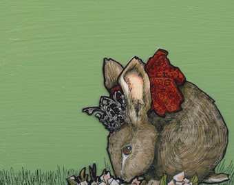 Regal Hare in a Tiny Crown Small Print 4.5x4.5 | Etsy