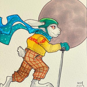 Speedy Hare-Watercolor Original Painting