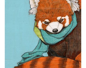 Hipster Red Panda- Small Print 4.5x4.5