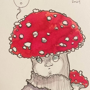 Gnomish Mushrooms-Watercolor Original Painting