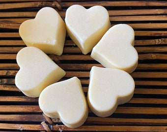 Cocoa Butter Massage or Lotion Bars with Lavender Essential Oil -Heart Shaped Set of 6 All Natural- Vegan-Valentine's Day Gift