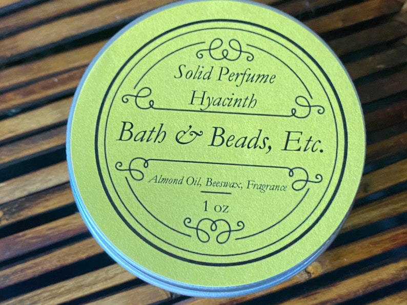 Hyacinth Solid Perfume Natural Ingredients in Reuseable Tin image 1