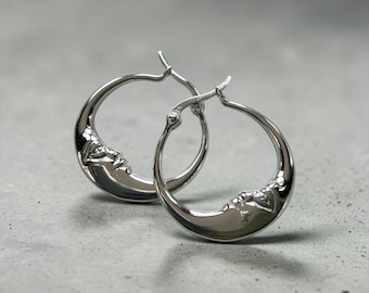 Premium Moon Hoop Earrings - Waterproof Moon Earrings - Moon Face Hoop Earrings - Celestial Earrings -Gifts For Her