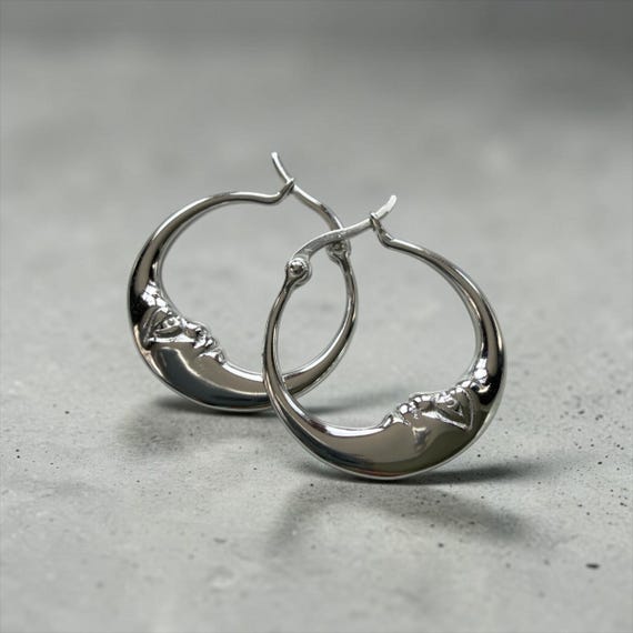 Premium Moon Hoop Earrings - Waterproof Moon Earrings - Moon Face Hoop Earrings - Celestial Earrings -Gifts For Her