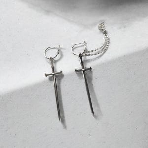 Large Gothic Dagger/ Sword Ear Cuff Hoop Earrings - Dagger/ Sword Gothic Earrings - Gifts For Her