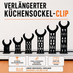 Verlengde keukenplintclip | Plintclip – 3D-geprint vervangingsonderdeel voor een strakke keukenafwerking IKEA