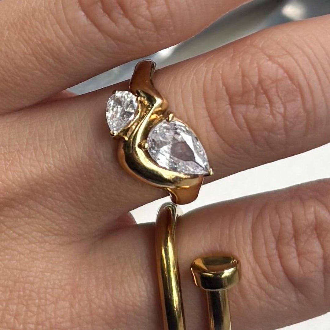 Double Stone Waterproof Trendy Ring