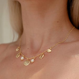 Waterproof Gold Seashell Charm Necklace