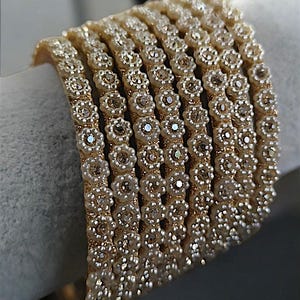 Indian Pearl Brass Kada Bangle Set, Bollywood White Bangle Kada Set, Indian Brass Bangle, Wedding Bangle, Indian Jewlery, Bridal Bangle Set,