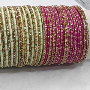 Mint & Rani Pink Indian Bangles ,Wedding Bridal Bangles,Bridesmaid Bangles ,Pakistani Bangles,Bollywood Indian Bangles, Gift for her , Gifts