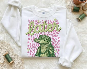 Later Gator PNG, After Only Krokodil, lustiger sarkastischer Alligator PNG, geschlechtsneutraler Jungen PNG, handgezeichnete Hand beschriftet, trendige beliebte Png