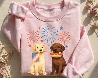 USA Labrador Hund PNG, Preppy Design 4. Juli Hund Digitaler Download