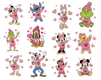 Valentine Mouse And Friends Png Bundle, Dis.ney Character Valentine Png, Happy Valentine Day Png, Xoxo Valentie, Bemine Png, Love Heart Png