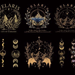 Pacchetto PNG di 16 Acotar Velaris, PNG di Velaris City Of Starlight, Il tribunale della notte, Corte dei sogni, PNG di SJM Merch, PNG di Bookish, Libro fantasy
