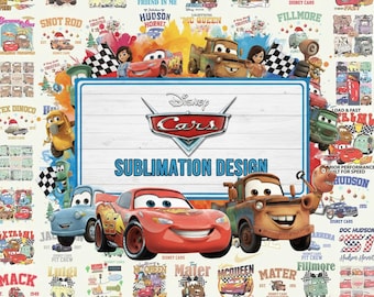 100+ Cars PNG Bundle, Lightning McQueen & Mater Clipart, Cars Birthday Png, Cartoon Characters Png, Racing Cars Sublimation Design
