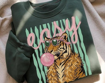 Everyday Easy Tiger PNG, Digital Design Girly Trendy Kid Design Frauen Rosa Preppy Prep Print Summer Bay Küsten Aquarell Trending Stripes