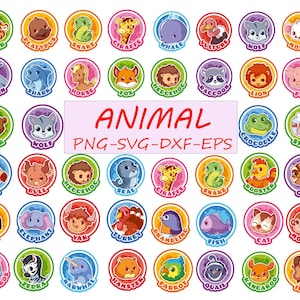 Cute Animal Bundle Png/Svg, Watercolor Cute Animals Clipart, Baby Animals, Animals Clipart Bundle, Birthday Boy, Birthday Girl, Cute Animal