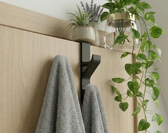 Over Door Double Hook | No Drill Coat & Towel Hanger | Fits 35mm Doors