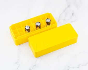 AA Battery Storage Box | 24 Slot Secure Lid Organiser | Battery Holder Case